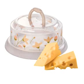Porta Queijo Queijeira De Plástico Redonda Plasutil - Flores