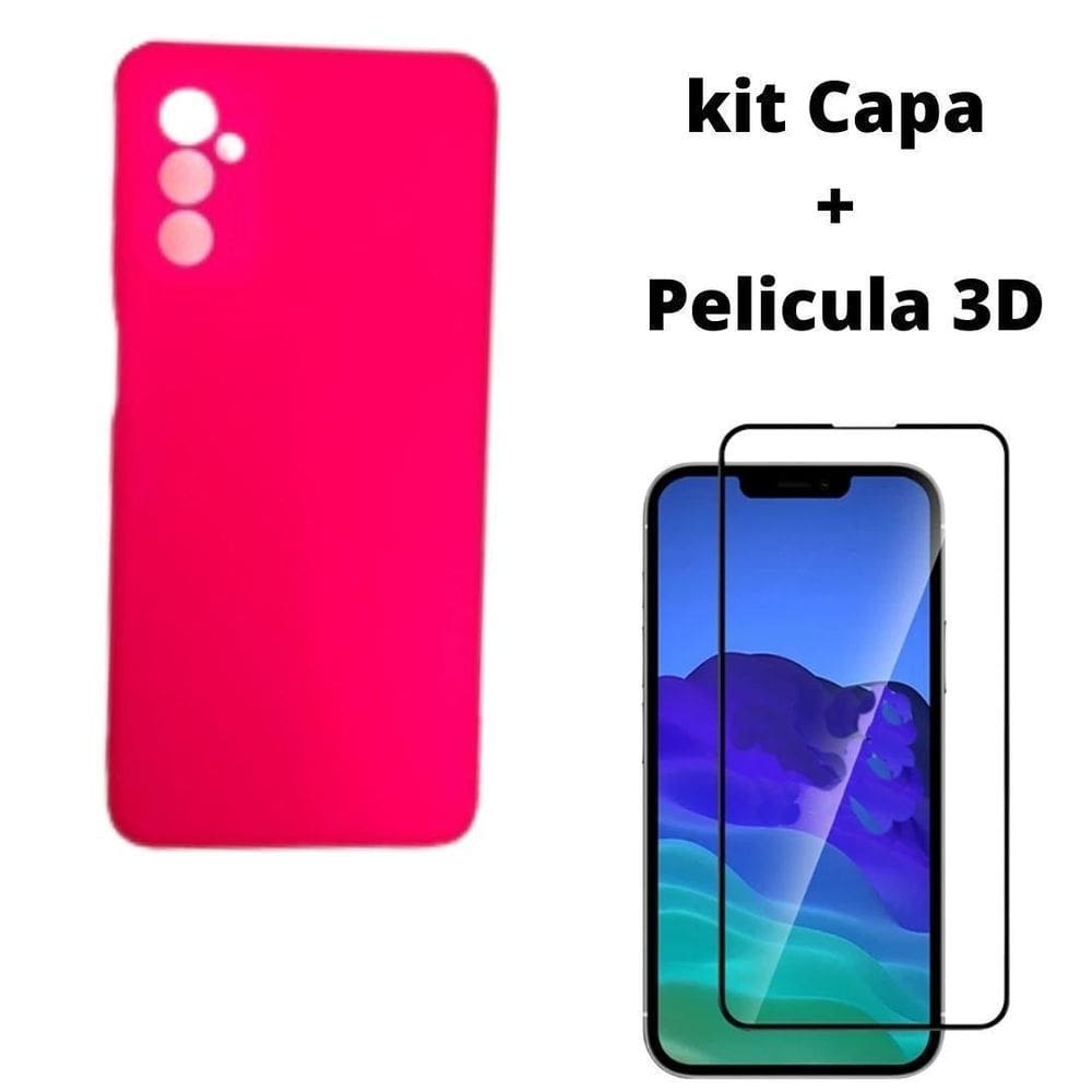 Kit Capa Veludo Pink Compatível Galaxy A04S+ Pelicula 3D