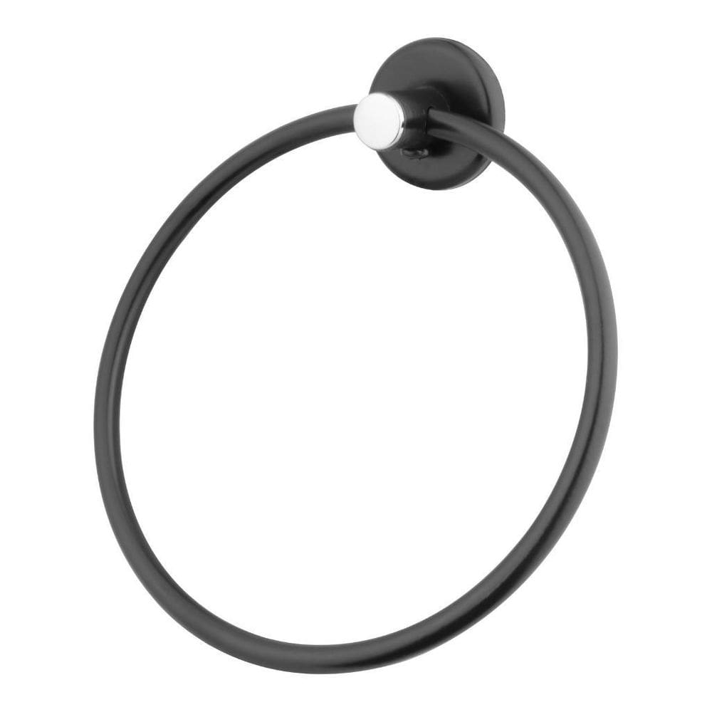 Porta Toalha Redondo Argola Para Banheiro Preto Fosco Cod21