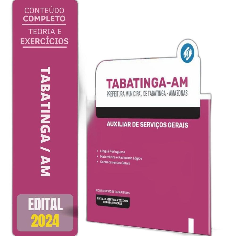 Apostila Prefeitura Tabatinga Am 2024 Auxiliar Serviços