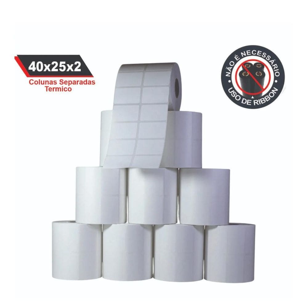 1 Rolo Etiqueta Térmica 40X25Mm 2 Colunas