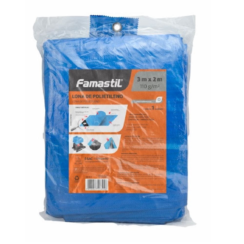 Lona Polietileno 3x2M Cantos Reforçados Azul Famastil
