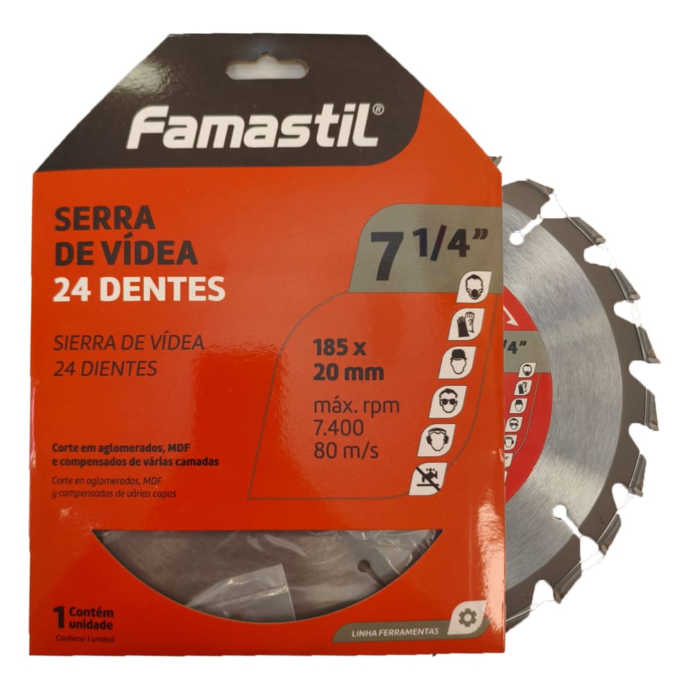 Serra Videa 7 1/4" com 24 Dentes 185x20MM Famastil