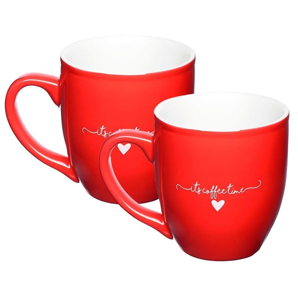 Jogo com 2 Caneca em Porcelana L`amour Vermelha 300ml