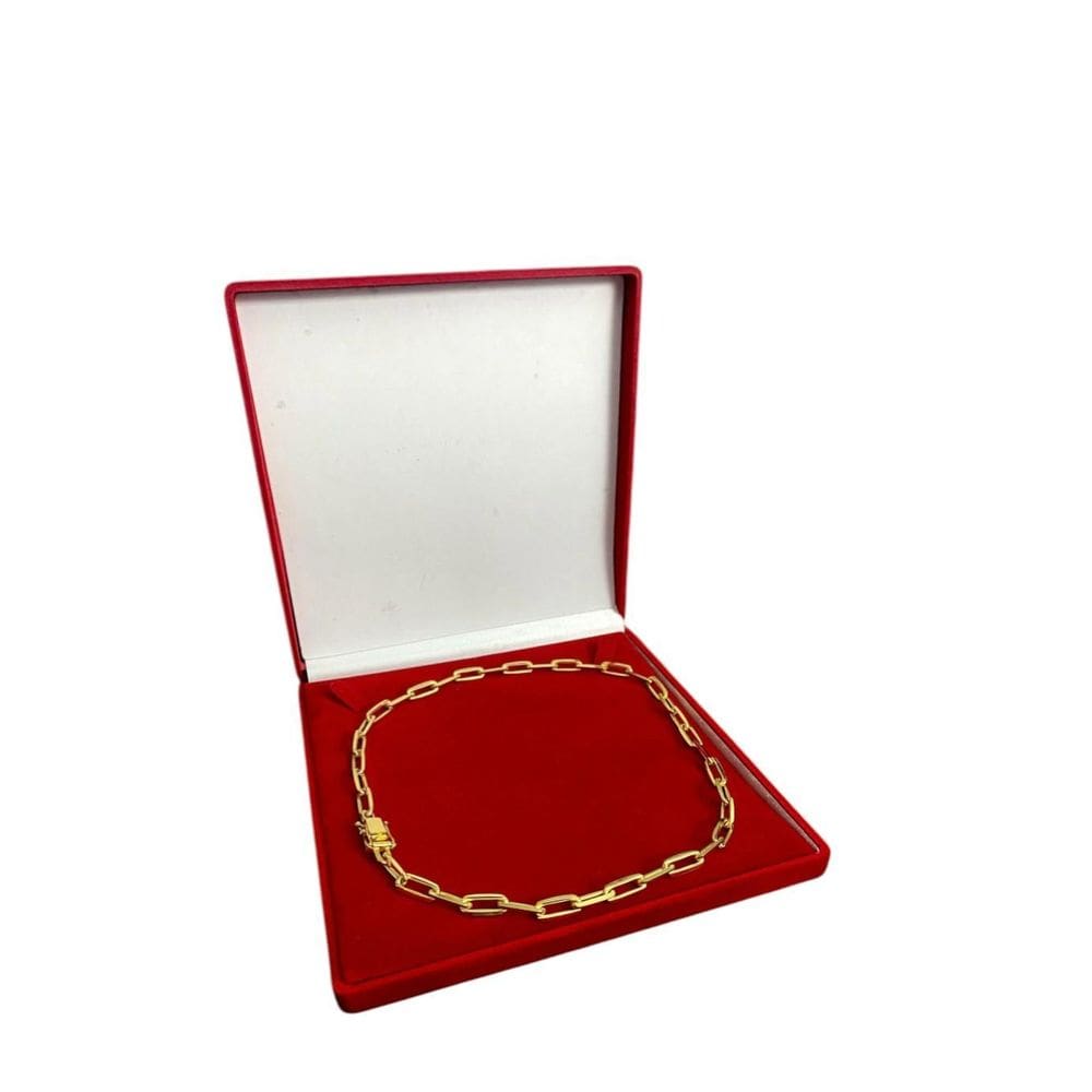 Cordão Feminino 7Mm Cadeado Alongado - Banhado A Ouro 18K