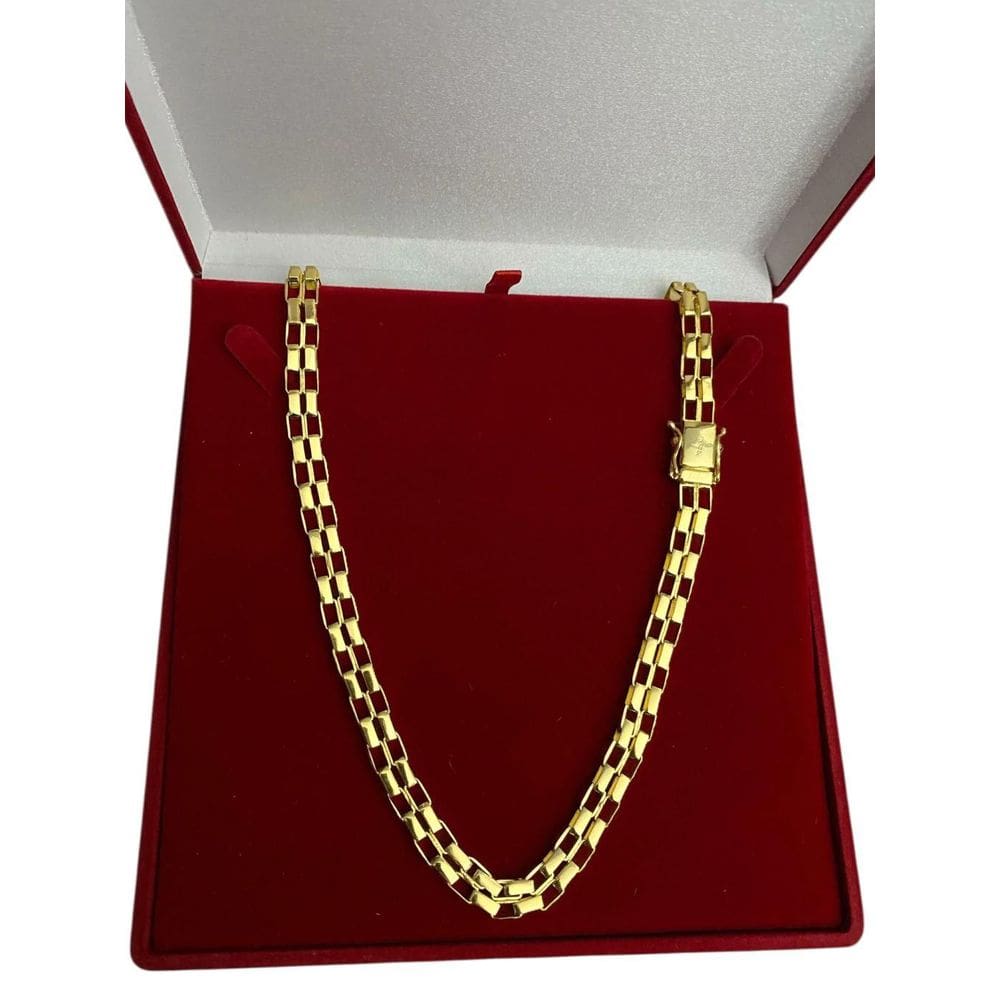 Cordão Tijolinho Duplo 12Mm Banhado A Ouro