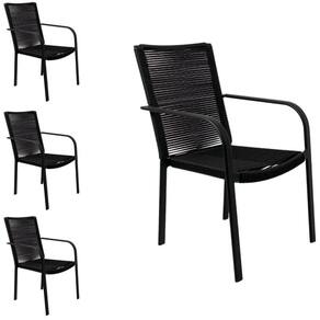 Kit 4 Cadeiras De Jardim Em Alumínio Parati Corda Preto Aluminium Decor