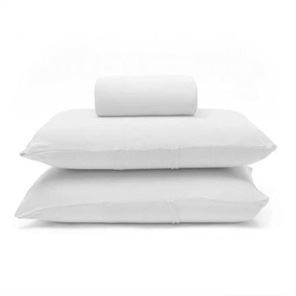 Jogo De Cama Buettner Queen Malha 100% Algodão Basic Liso 3 Peças Branco