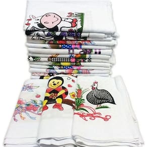 Pano De Prato Lomaer Sacaria Estampado Tradicional 0,45cm X 0,71cm 06 Unds Branco