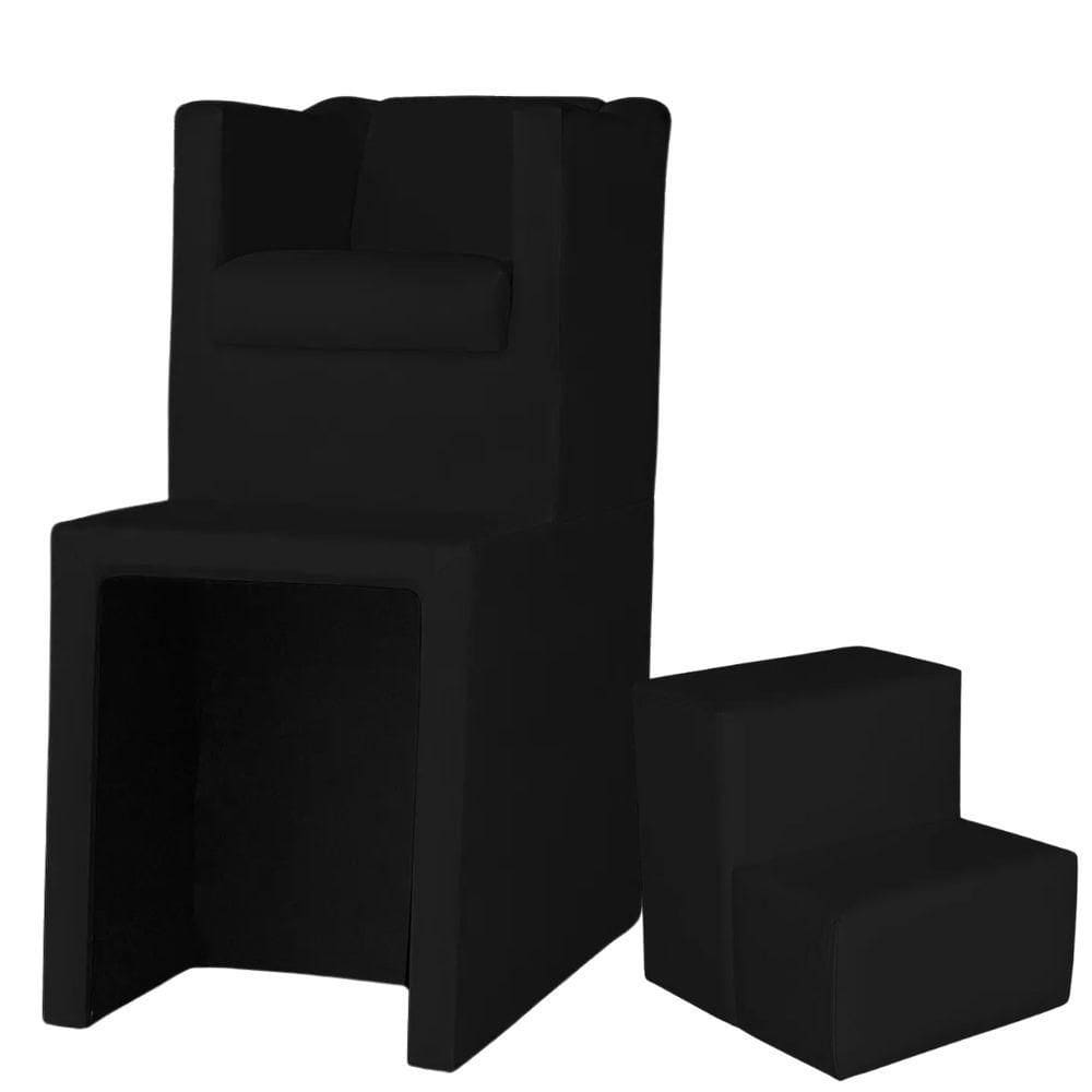 Kit Pedicure Cadeira Poltrona Corano Sem Mocho Corano Preto