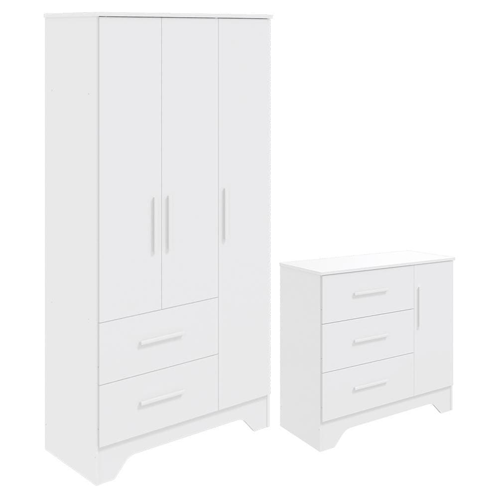 Jogo de Quarto Infantil Popy Retrô Plus Guarda Roupa e Cômoda - Móveis Peroba