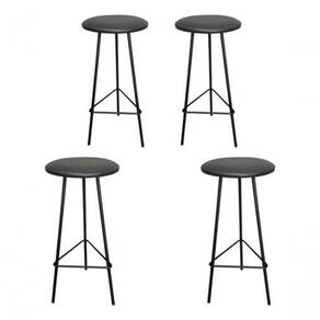 Kit 4 Banquetas Alta Para Cozinha Bar Balcão Bistrô Preto
