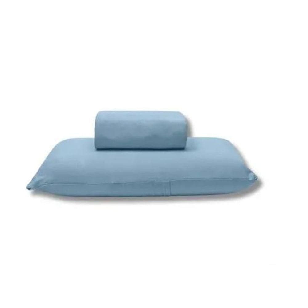 Jogo De Cama Buettner Solteiro King Malha 100% Algodão Basic Liso 2 Peças Jeans