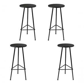 Kit 4 Banquetas Alta De Alumínio Ibiza 70cm Aluminium Decor Preto