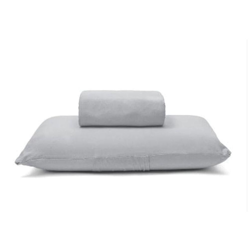 Jogo De Cama Buettner Solteiro King Malha 100% Algodão Basic Liso 2 Peças Prata