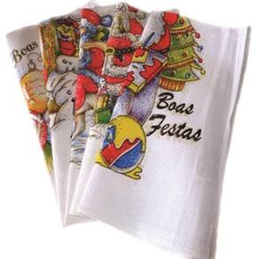 Pano De Copa Lomaer Sacaria Estampado Natal 06 Unidade Branco