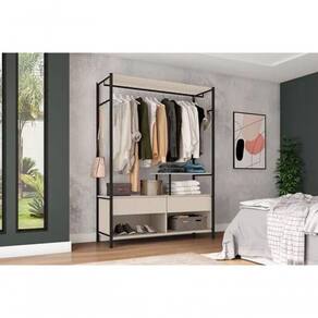 Guarda-roupa Solteiro Artefamol Barcelona Closet Preto Off White