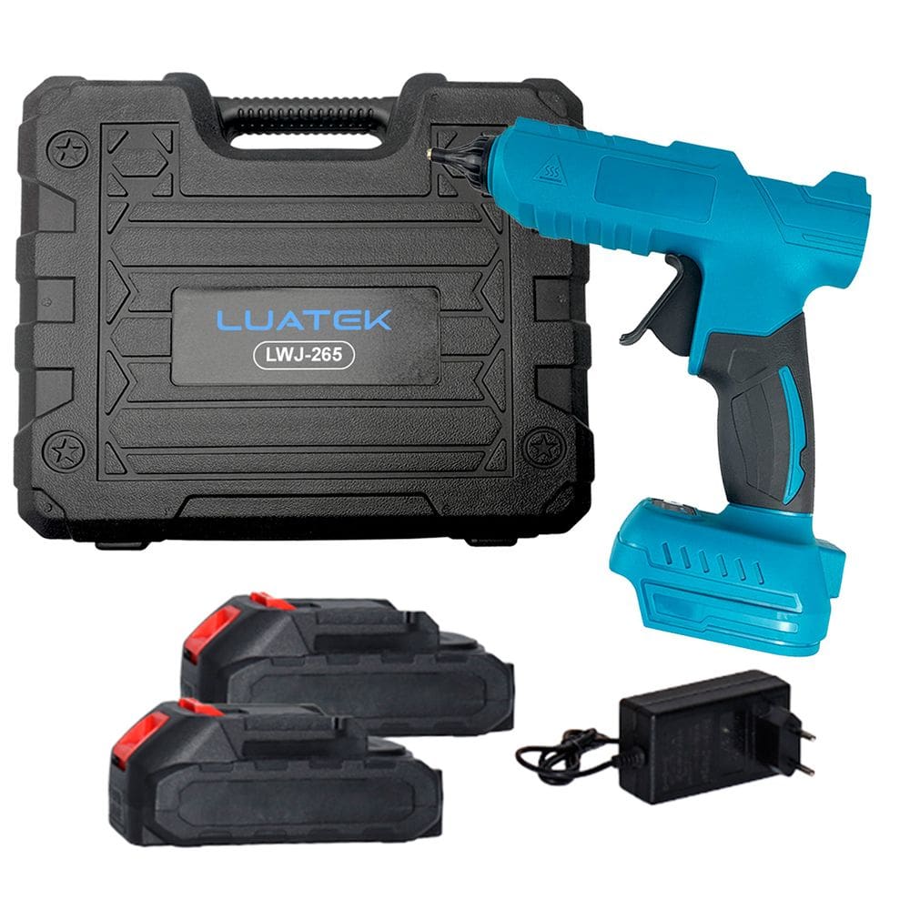 Ferramenta de aplicação de cola com bateria 21V It-Blue, aquecimento rápido, base estável, 2 baterias, maleta e 6 bastões inclusos