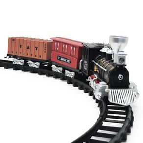 Ferrorama Classico 5 Vagoes 21 Peças Grande Maria Fumaca Luz Som Trem Locomotiva Eletrica Completo