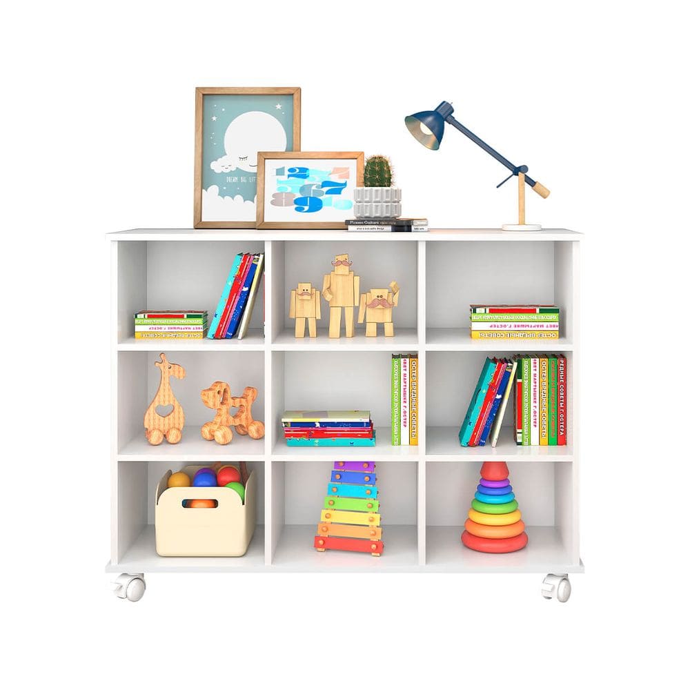 Nicho Organizador Com Rodízios 6 Nichos Encanto Feliz -Branco Branco - ÉdeCasaMóveis