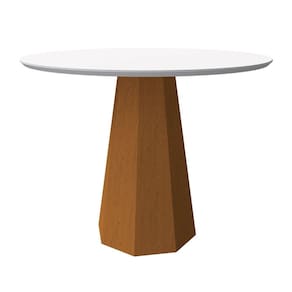 Mesa Redonda 4 lugares Com Vidro de 100cm Sem Cadeiras Chelle Ype - Off White - ÉdeCasaMóveis