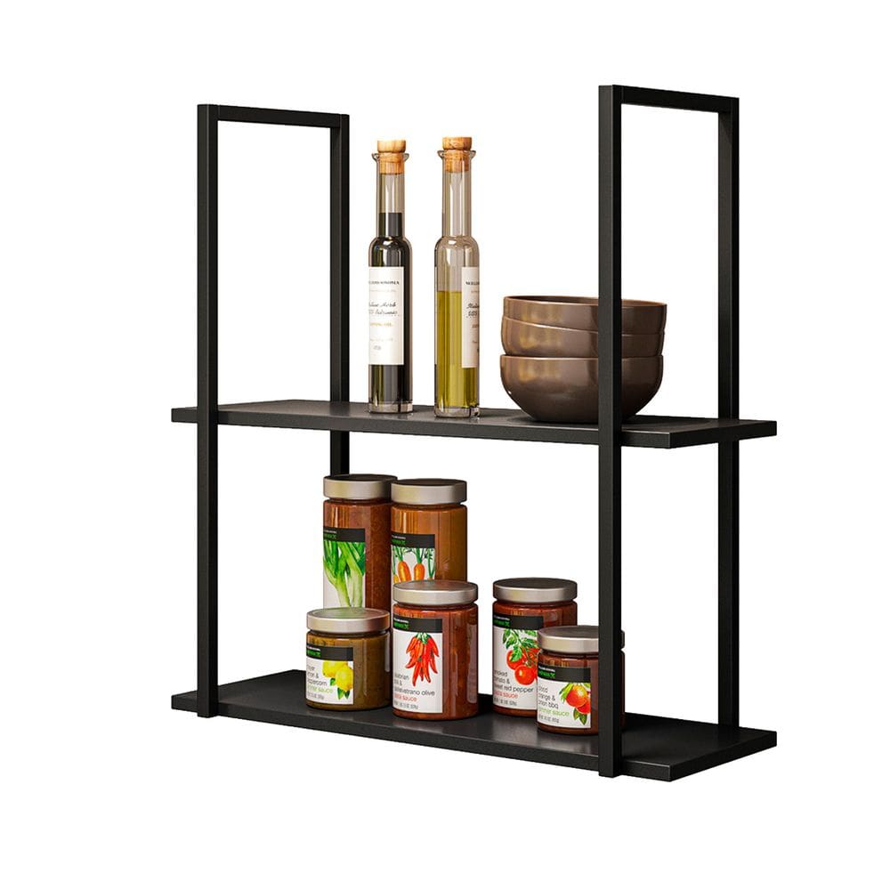 Prateleira Suspensa Estilo Industrial Nicho Cozinha Aurora Preto - ÉdeCasaMóveis
