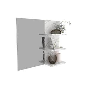 Espelheira Suspensa para Banheiro 60cm com 3 Prateleiras BN3608 Mármore Branco - Tecno
