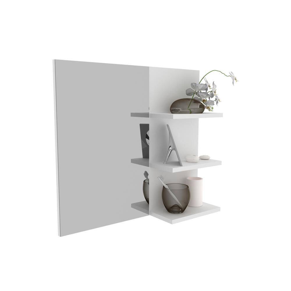 Espelheira Suspensa para Banheiro 60cm com 3 Prateleiras BN3608 Branco - Tecno