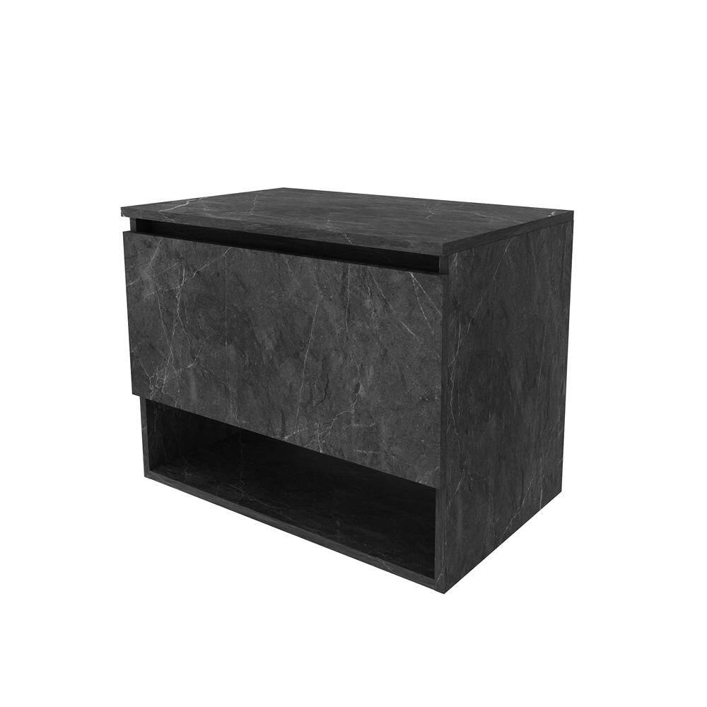 Balcão Gabinete Suspenso para Banheiro 60cm com 1 Porta e Nicho BN3606 Mármore Lunar - Tecno