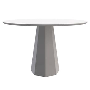 Mesa Redonda 4 lugares Com Vidro de 135cm Sem Cadeiras Chelle Off White - ÉdeCasaMóveis