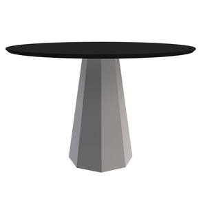 Mesa Redonda 4 lugares Com Vidro de 135cm Sem Cadeiras Chelle Off White - Preto - ÉdeCasaMóveis