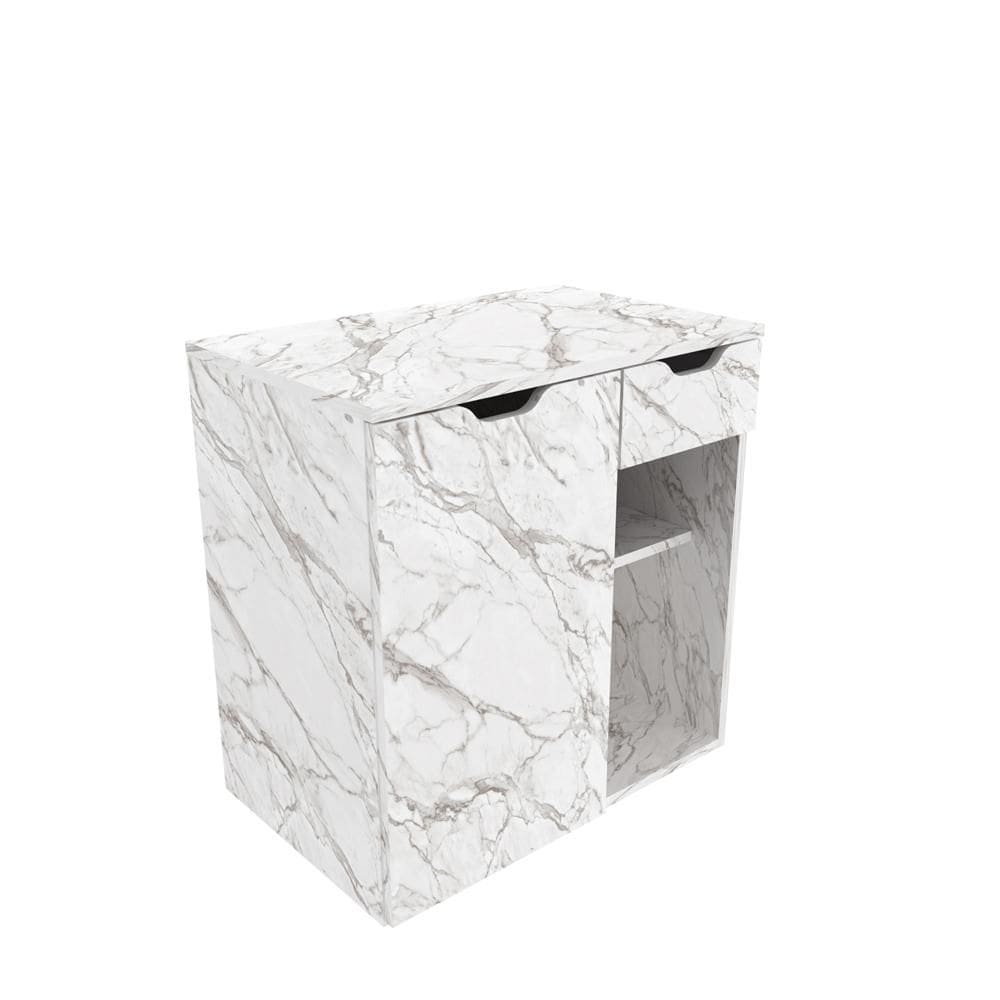Balcão Gabinete para Banheiro Suspenso 60cm com 1 Gaveta e 1 Porta BN3605 Mármore Branco - Tecno