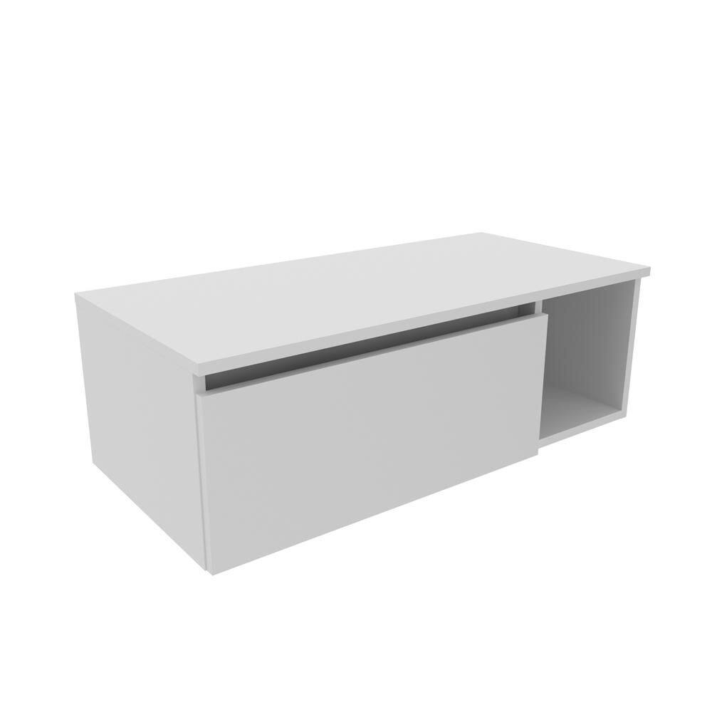 Balcão Gabinete Suspenso para Banheiro com 1 Porta e Nicho Lateral 80cm BN3601 Branco - Tecno