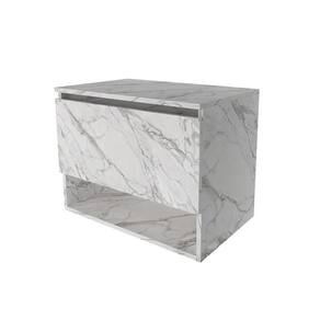 Balcão Gabinete Suspenso para Banheiro 60cm com 1 Porta e Nicho BN3606 Mármore Branco - Tecno