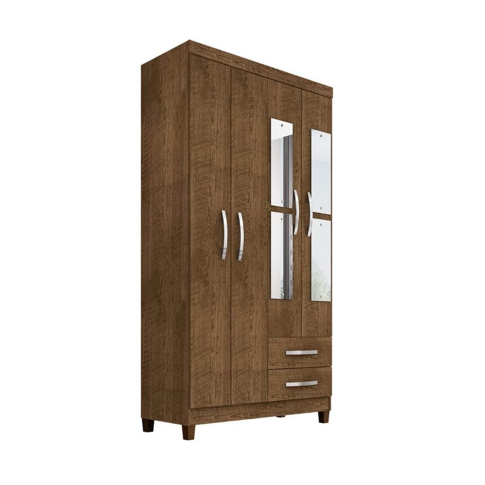 Guarda Roupa 4 Portas e 2 Gavetas Com Espelho Manchester - Malbec - ÉdeCasaMóveis