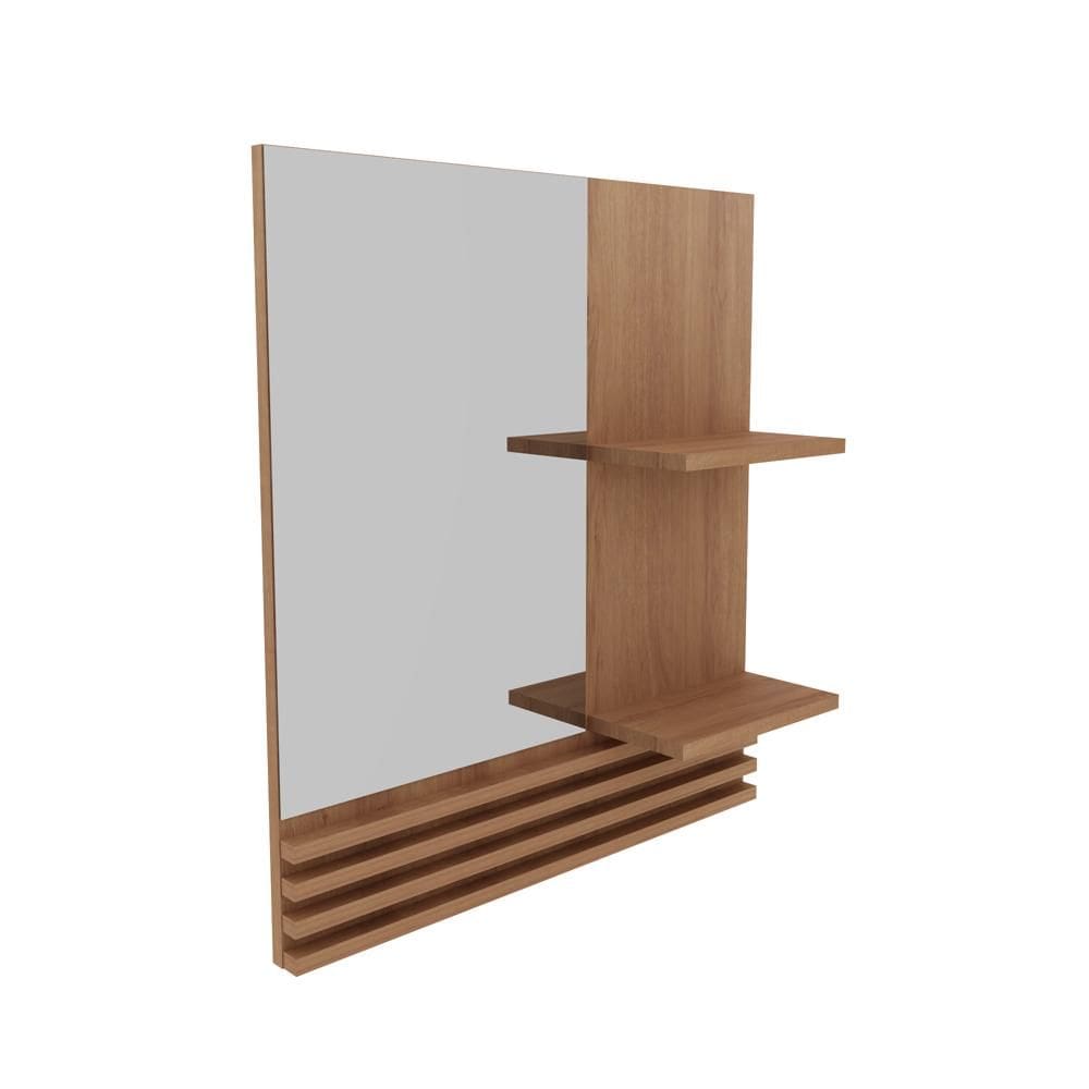 Espelheira Suspensa para Banheiro 60cm com 2 Prateleiras BN3614 Amêndoa - Tecno