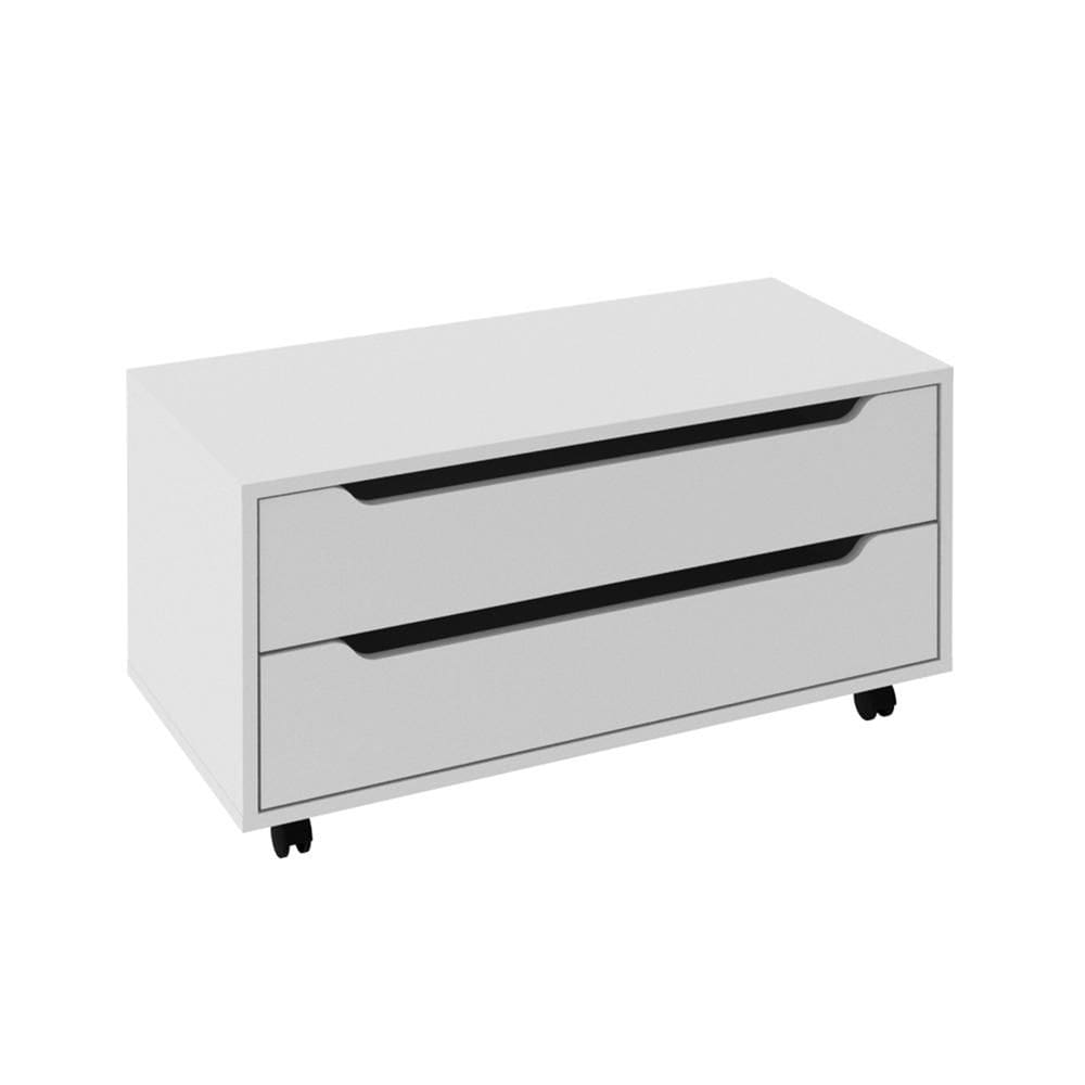 Balcão Gabinete 80cm com 2 Gavetas e Rodízio BN3643 Branco - Tecno