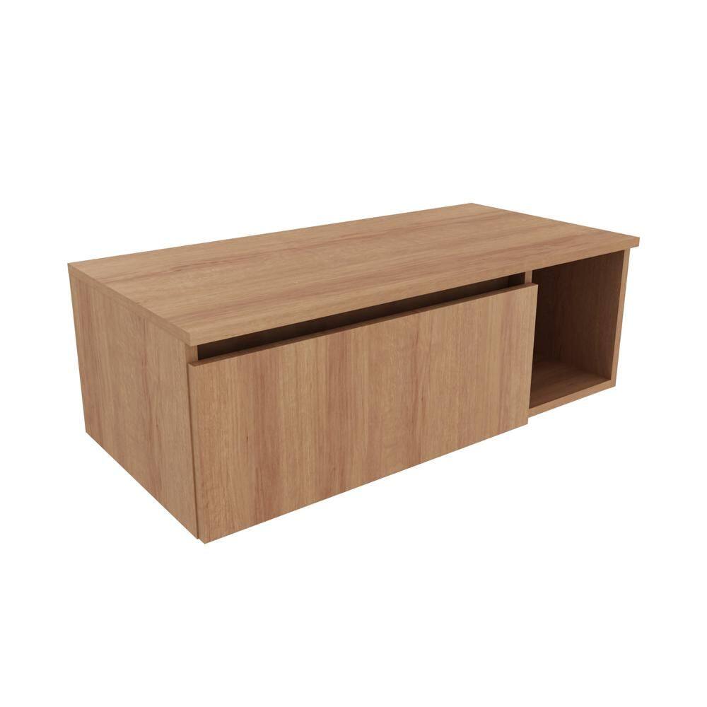 Balcão Gabinete Suspenso para Banheiro com 1 Porta e Nicho Lateral 80cm BN3601 Amêndoa - Tecno