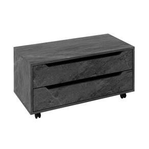 Balcão Gabinete 80cm com 2 Gavetas e Rodízio BN3643 Mármore Lunar - Tecno