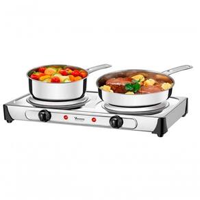 Fogao Portatil Eletrico De Bancada 2 Bocas 110V 2000W Inox