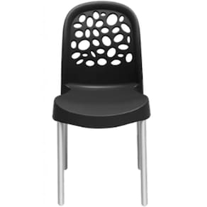 Cadeira Deluxe com Pés de Alumínio Forte Plástico Cor Preto