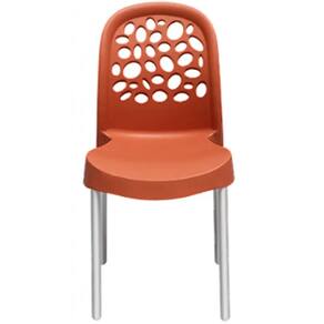 Cadeira Deluxe com Pés de Alumínio Forte Plástico Cor Terracota