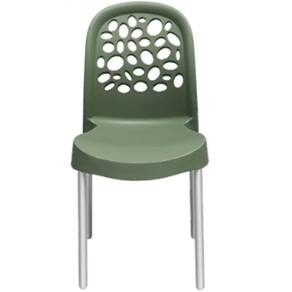 Cadeira Deluxe com Pés de Alumínio Forte Plástico Cor Verde