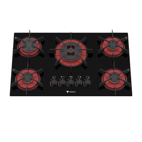 Cooktop a Gas 5 Bocas Venax Arena Preto Vermelho