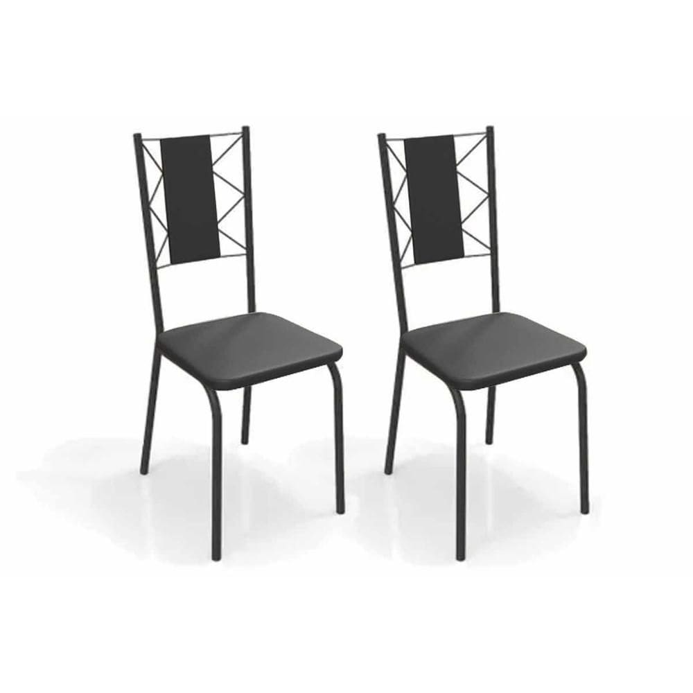 Kit 2 Cadeiras Sala Jantar Lisboa 2C076PRF Aço 2 Un Preto/ano Preto - Kappesberg