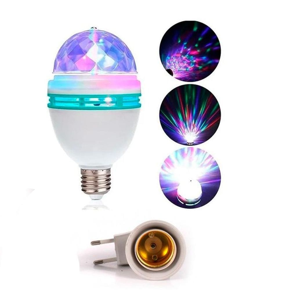 Lampada Led Globo Colorida Rotativa Giratória Festa Balada