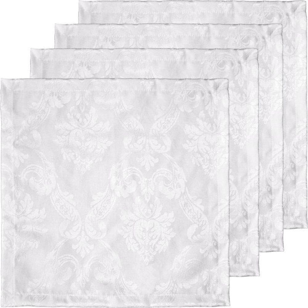 Kit 12 Guardanapo Jacquard Branco Festa Acabamento Bainha