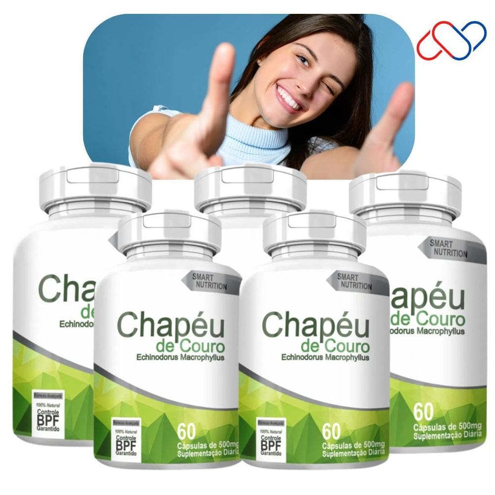 Kit Com 5 Potes Chapéu De Couro 500Mg 300 Cápsulas