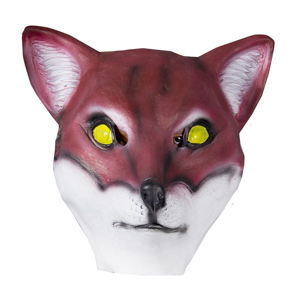 Máscara animal HMS Fox Latex Red com olhos amarelos, tamanho único
