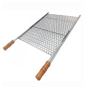 Grelha Moeda 60X72Cm De Aço Inox Econômica Com Ponteira